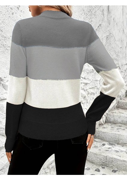 Kadın Uzun Kollu Yarı Balıkçı Yaka Triko Kazak