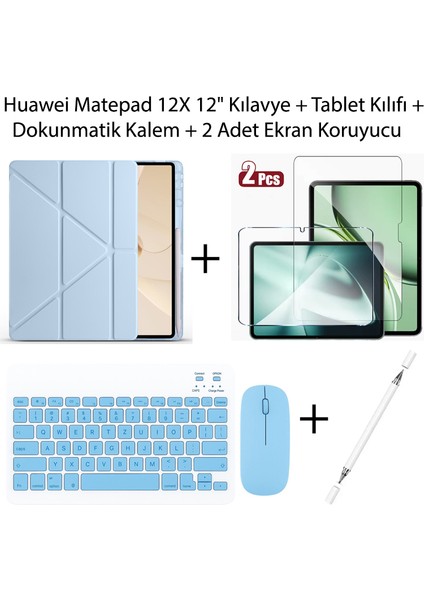 Yesnıce Huawei Matepad 12X 12" Uyumlu Standlı Kılıf ve Dokunmatik Kalem ve Klavye ve Mouse