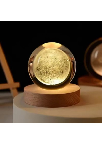 Özel Tasarım Işıklı Ahşap Kaideli Dolunay Cam Küre ve Anahtar Seti fırsatları