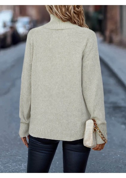 Kadın Uzun Kollu Balıkçı Yaka Triko Bluz