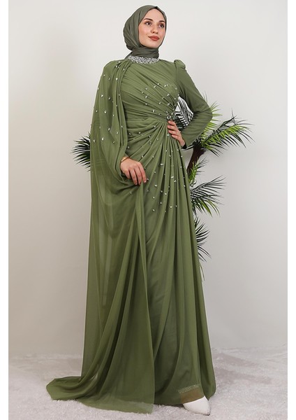 Asrın Boncuk Abiye Soft Yeşil modelleri