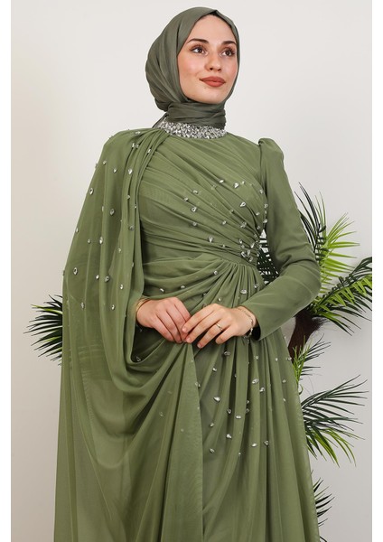 Asrın Boncuk Abiye Soft Yeşil indirimleri