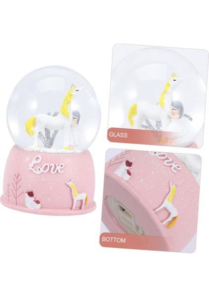 Mini Işıklı Sevimli Atlı Kız Kar Küresi, Ortamınıza Huzur Katacak Dekorasyon Parçası fiyatları