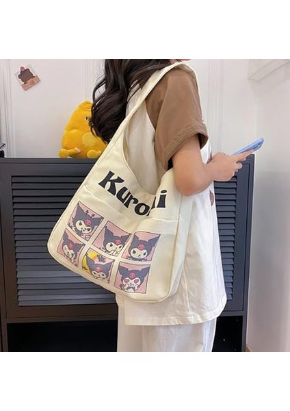Kuromi Desenli Krem Rengi Kanvas Kumaş Çanta fiyatları