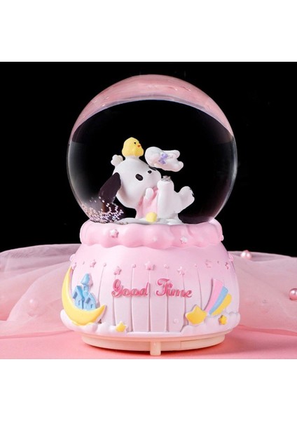 Büyük Boy Püskürtmeli Müzikli Işıklı Kar Küresi, Pembe, Hediye Keyfi