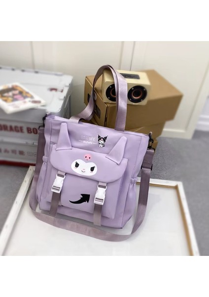 Kuromi Figürlü Mor Kanvas Omuz Okul Çantası