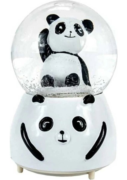 Siyah-Beyaz Panda Kar Küresi Orta Boy, Renkli ve Şık Dekoratif Parça