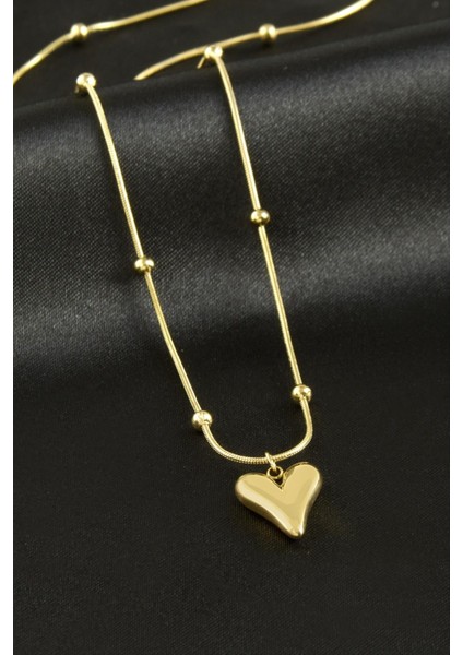 Kalp Lüks Çelik Kolye