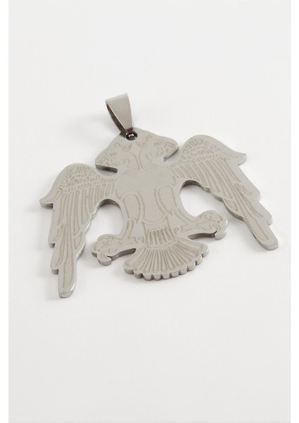 Çift Başlı Kartal Çelik Kolye Ucu 3,5 cm