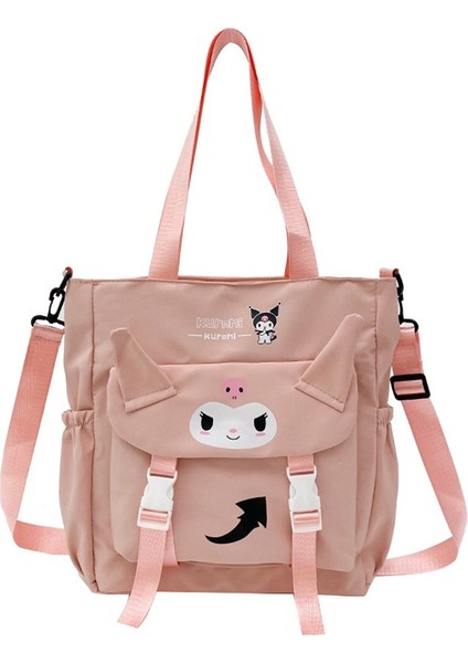 Kuromi Figürlü Pembe Kanvas Omuz Okul Çantası