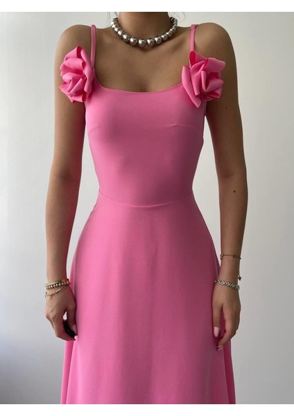 Matilda Gül Ip Askılı Elbise