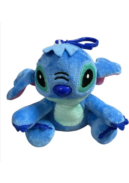 Stitch Oturan Peluş Anahtarlık Mavi