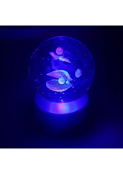 3D Işıklı Istiridye Içinde Inci Cam Küre, Şık ve Havalı Dekoratif Hediye