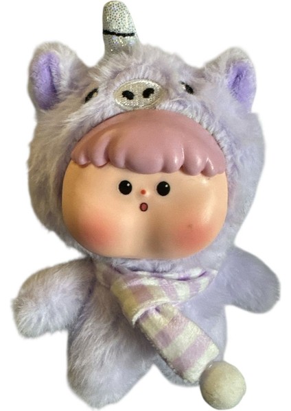 Dudu Hayvanat Bahçesi Serisi Peluş Anahtarlık Mor Domuz