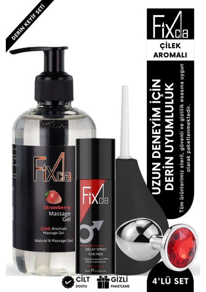 Çilek Aromalı Masaj Jeli ve 16ML Sprey ve Ters Ilişki Temizlik Pompası ve Metal Plug Set – Su Bazlı Yağsız Formül, Uzun Deneyim Etkili, Cilt Dostu ve Kolay Temizlenebilir Yapı – Kalıcı Pürüzsüz His