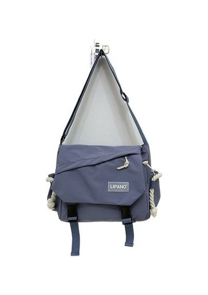 Yüksek Kapasiteli Kore Tarzı Messenger Çanta Mavi