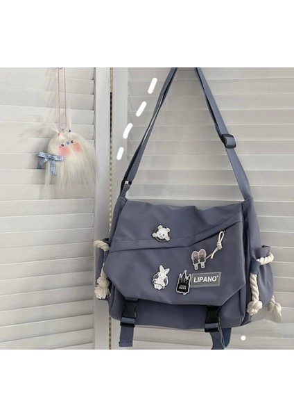 Yüksek Kapasiteli Kore Tarzı Messenger Çanta Mavi modelleri