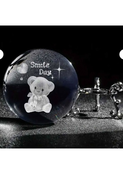 Sevimli Ayıcık Temalı Kristal Cam Küre, Dekoratif Metal Ayak, 6cm indirimleri