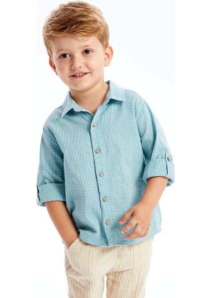 Lcw Kids Mavi Uzun Kollu Çizgili Erkek Bebek Gömlek