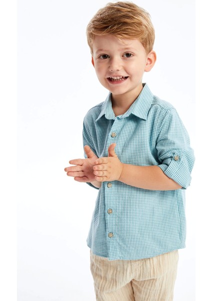Lcw Kids Mavi Uzun Kollu Çizgili Erkek Bebek Gömlek modelleri