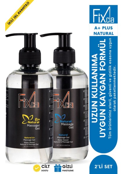 – A & Natural Su Bazlı Jel 250ML 2’li Set – Yumuşak Formül, Konforlu Temas Deneyimi – Su Bazlı Yağsız Formül, Uzun Deneyim Etkili, Cilt Dostu ve Kolay Temizlenebilir Yapı Seti