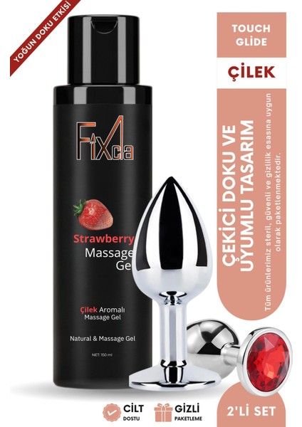 Çilek Aromalı Jel ve Kristalli Metal Plug