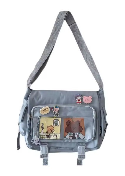 Kawaii Figürlü Omuz Askılı Çapraz Çanta Mavi