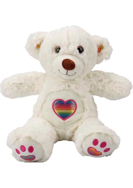 3184 Gökkuşağı Kalpli Peluş Ayı 30 cm fiyatları