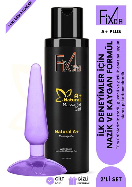 150ML Doğal A Masaj Jeli 11 cm Yumuşak Mor Plug 2’li Başlangıç Uyum Seti – Su Bazlı Yağsız Formül, Uzun Deneyim Etkili, Cilt Dostu ve Kolay Temizlenebilir Yapı – Uzun Süreli Kayganlık