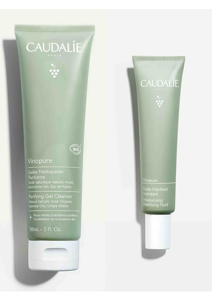 Vinopure Yüz Temizleme Jeli & Caudalie Matlaştırıcı Fluid Krem