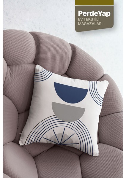 Modern Lacivert Gri Geometrik Desenli 4’lü Dijital Baskılı Kadife Kırlent Kılıfı 43X43 cm fırsatları