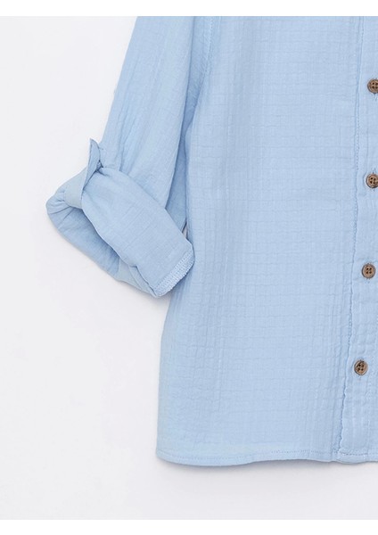 Lcw Kids Mavi Uzun Kollu Basic Erkek Bebek Gömlek modelleri