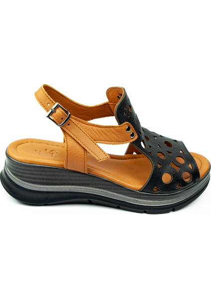 8065 Siyah Deri Kadın Sandalet fiyatları