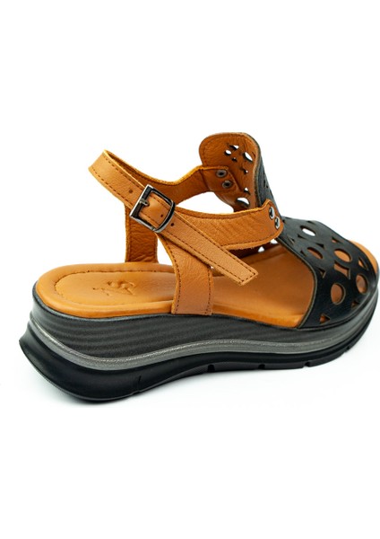 8065 Siyah Deri Kadın Sandalet fırsatları