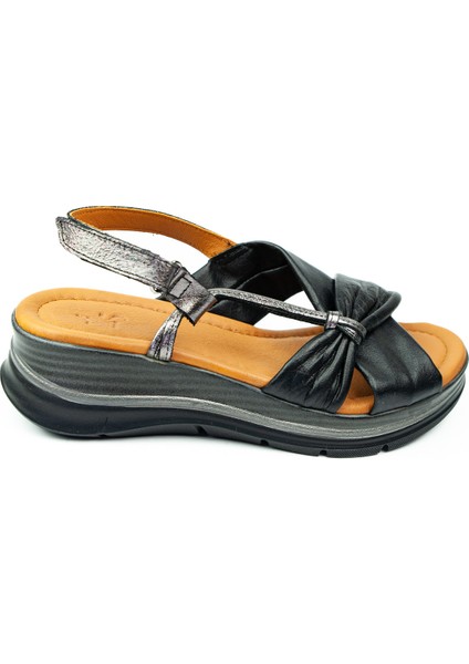 8066 Siyah Deri Kadın Sandalet fiyatları