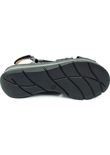8066 Siyah Deri Kadın Sandalet indirimleri