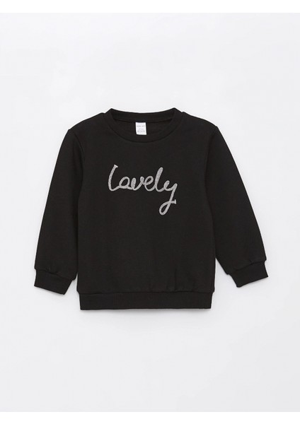 Lcw Kids Siyah Bisiklet Yaka Baskılı Kız Bebek Sweatshirt 2'li fiyatları