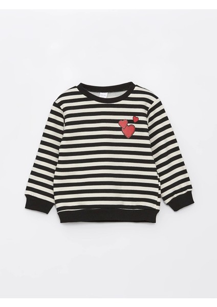Lcw Kids Siyah Bisiklet Yaka Baskılı Kız Bebek Sweatshirt 2'li modelleri