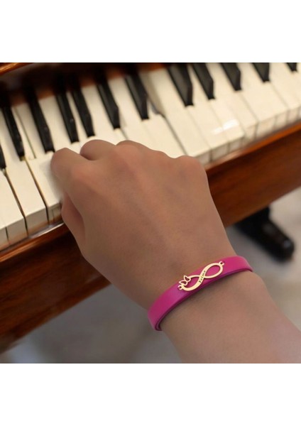 14 Ayar Plakalı Altın Fatma Ismine Özel Pembe Derili Sonsuzluk Motifli Hediye BILEKLIK-617ISIM