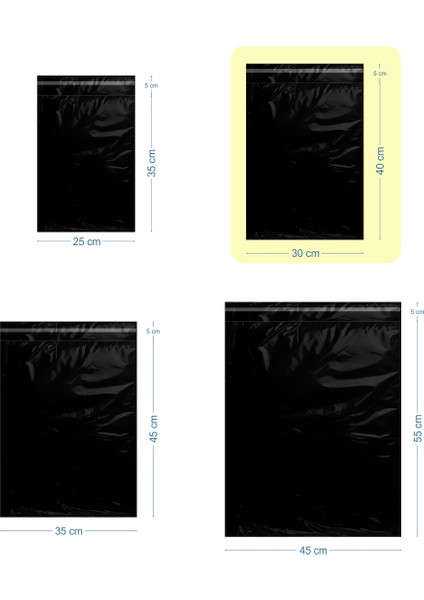 30X40+5CM Lüx Mat Siyah Cepsiz Kargo Poşeti fiyatları