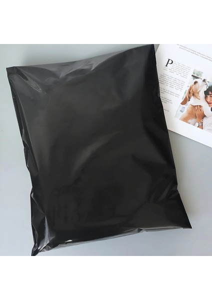 30X40+5CM Lüx Mat Siyah Cepsiz Kargo Poşeti indirimleri
