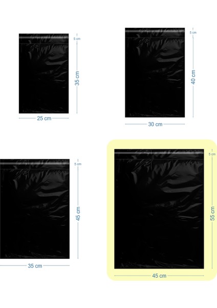 45X55+5CM Lüx Mat Siyah Cepsiz Kargo Poşeti fiyatları