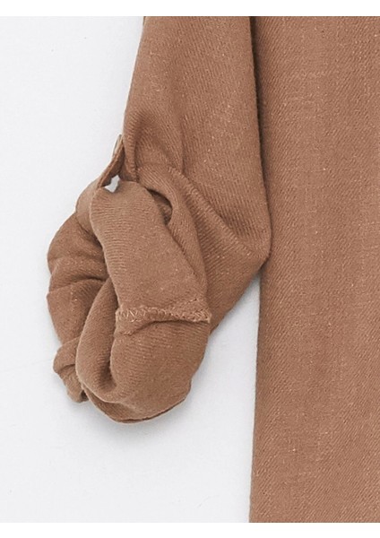 Lcw Kids Kahverengi Uzun Kollu Basic Erkek Bebek Gömlek modelleri