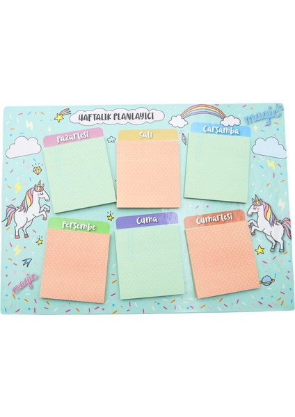 29X21 50 Yaprak 6 Blok Başarı Haftalık Planlayıcı Unicorn (BH-3679)