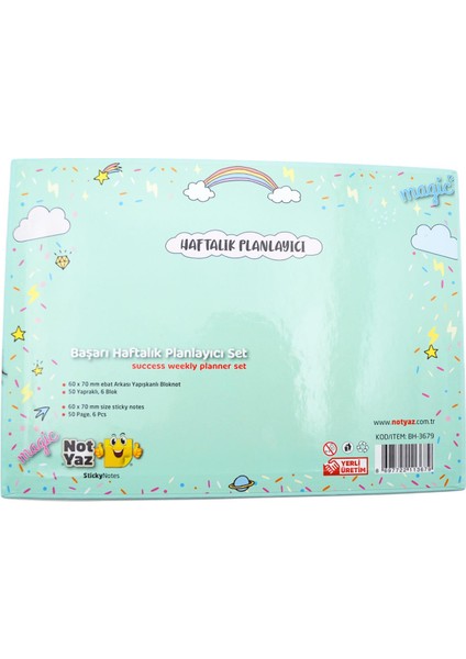 29X21 50 Yaprak 6 Blok Başarı Haftalık Planlayıcı Unicorn (BH-3679) fiyatları