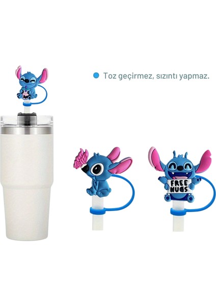 Termos Pipet Koruyucu 2 Adet Stitch Pipet Koruyucu Silikon Pipet Kılıfı Pipet Tıpası