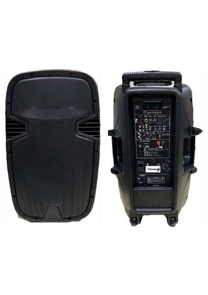 PA-8815EE 15" Taşınabilir Bluetooth Amfi Sistemi + 2 Kablosuz El Mikrofonu