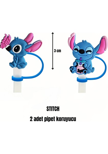 Termos Pipet Koruyucu 2 Adet Stitch Pipet Koruyucu Silikon Pipet Kılıfı Pipet Tıpası