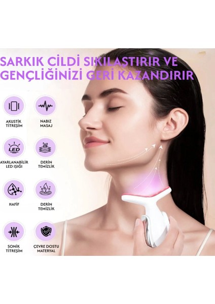 Yüz ve Boyun Kırşıklık Giderici Ems Güzellik Cihazı Lcd Göstergeli 7 Modlu 400 Mah Auhma Ahv-04 modelleri