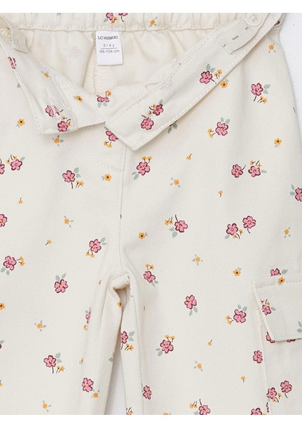 Lcw Kids Ekru Beli Lastikli Çiçekli Kız Bebek Kargo Pantolon modelleri